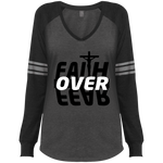 Faith Over Fear Ladies' Game LS V-Neck T-Shirt